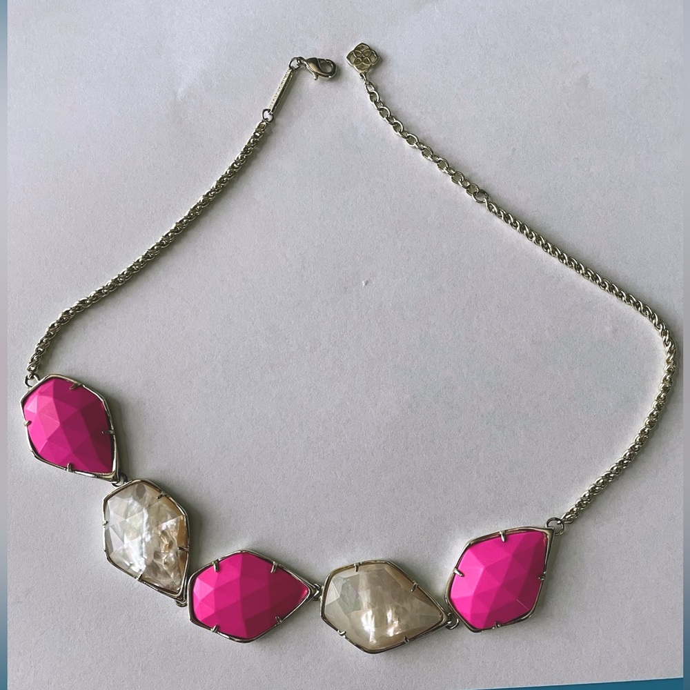 Kendra Scott Custom/Rare Hot Pink and Pearly White Statement Necklace. Gorgeous!